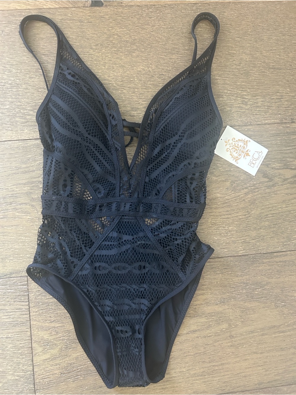 BECCA Color Play Crochet Plunge One-Piece Swimsuit - Picture 9 of 16